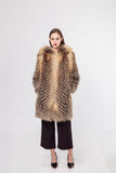 LVCOMEFF natural gold fox fur long coat with hood plus size free shipping 210734