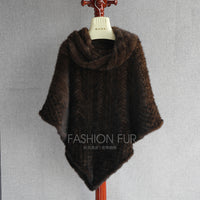 women real knitted mink fur pullover poncho free shipping - eileenhou rabbit fox mink raccoon chinchilla   lady real  fur coat jacket