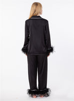 LVCOMEFF real ostrich fur pajamas set free shipping  210706-7