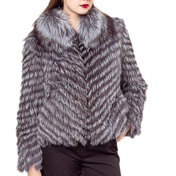 LVCOMEFF natural silver fox fur jacket plus size free shipping 210728