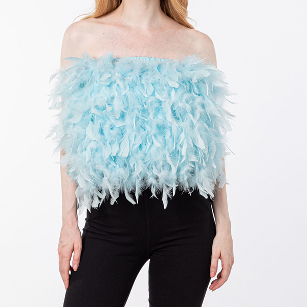 LVCOMEFF feather breast wrap strapless crop top tube vest free shipping  210721-8