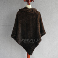 women real knitted mink fur pullover poncho free shipping - eileenhou rabbit fox mink raccoon chinchilla   lady real  fur coat jacket