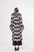 LVCOMEFF long wool coat with silver fox fur collar free shipping  210736