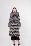 LVCOMEFF long wool coat with silver fox fur collar free shipping  210736