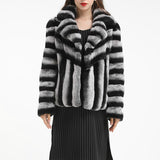 women real rex rabbit fur chinchilla coat outwear furry fluffy winter  striped plus size free shipping - eileenhou rabbit fox mink raccoon chinchilla   lady real  fur coat jacket