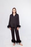 LVCOMEFF real ostrich fur pajamas set free shipping  210706-7