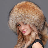 women real fox fur hat  furry fluffy with tassels  fringe plush  free shipping - eileenhou rabbit fox mink raccoon chinchilla   lady real  fur coat jacket