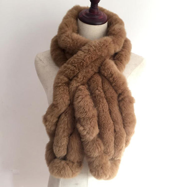 women real rex rabbit fur scarf furry fluffy plush free shipping - eileenhou rabbit fox mink raccoon chinchilla   lady real  fur coat jacket