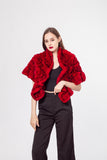 LVCOMEFF knitting rex rabbit fur shawl cape with flower  210735