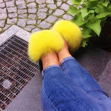 real  fox fur summer sandals slippers slides furry handmade free shipping - eileenhou rabbit fox mink raccoon chinchilla   lady real  fur coat jacket