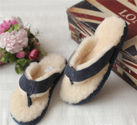 real  sheep fur one fur flip-flops slippers slides with fur lined free shipping - eileenhou rabbit fox mink raccoon chinchilla   lady real  fur coat jacket