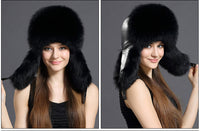 women real fox fur russian hat with earflap earmuffs with sheep leather  free shipping - eileenhou rabbit fox mink raccoon chinchilla   lady real  fur coat jacket