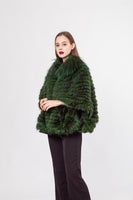 LVCOMEFF natural silver fox fur shawl cape with cuffs  210727