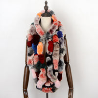 real womens  rex rabbit  fur infinite ring scarf stole free shipping - eileenhou rabbit fox mink raccoon chinchilla   lady real  fur coat jacket