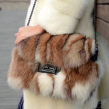 real fox fur handbag fluffy furry free shipping - eileenhou rabbit fox mink raccoon chinchilla   lady real  fur coat jacket