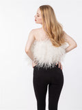 LVCOMEFF real ostrich fur breast wrap strapless crop top free shipping  210706-14