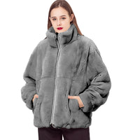 LVCOMEFF natural rex rabbit fur coat free shipping  210726