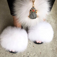 real  fox fur summer sandals slippers slides furry handmade free shipping - eileenhou rabbit fox mink raccoon chinchilla   lady real  fur coat jacket