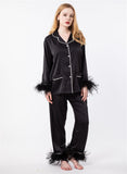 LVCOMEFF real ostrich fur pajamas set free shipping  210706-7