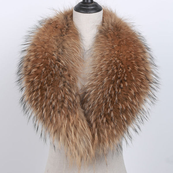 real raccoon fur collar scarf winter warm fluffy natural color free shipping - eileenhou rabbit fox mink raccoon chinchilla   lady real  fur coat jacket