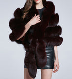 real fox fur shawl  stripe fuzzy plush winter luxurious party  free shipping - eileenhou rabbit fox mink raccoon chinchilla   lady real  fur coat jacket