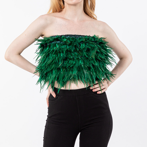 LVCOMEFF feather breast wrap strapless crop top tube vest free shipping  210721-7