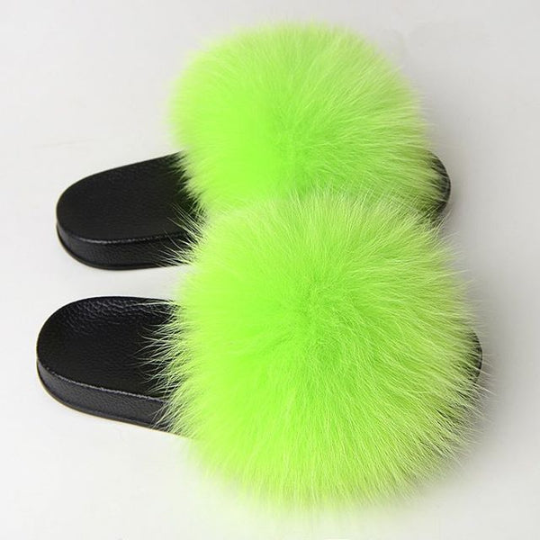 real  fox fur summer sandals slippers slides furry handmade free shipping - eileenhou rabbit fox mink raccoon chinchilla   lady real  fur coat jacket