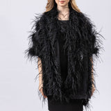 ostrich feather shawl lace cape luxurious for party wedding elegant furry free shipping