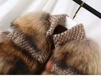women raccoon fur jacket fluffy with wool knitting winter free shipping - eileenhou rabbit fox mink raccoon chinchilla   lady real  fur coat jacket