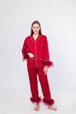 LVCOMEFF real ostrich fur pajamas set free shipping  210706-7