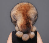 women real fox fur hat  furry fluffy with tassels  fringe plush  free shipping - eileenhou rabbit fox mink raccoon chinchilla   lady real  fur coat jacket