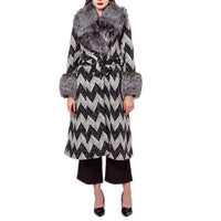 LVCOMEFF long wool coat with silver fox fur collar free shipping  210736