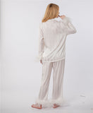 LVCOMEFF real ostrich fur pajamas set free shipping  210706-7