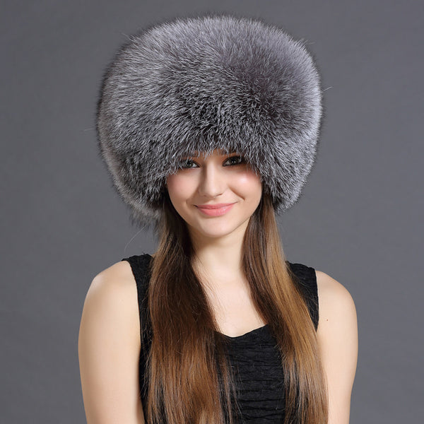 women real fox fur hat with tails furry fluffy  free shipping - eileenhou rabbit fox mink raccoon chinchilla   lady real  fur coat jacket