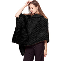 LVCOMEFF natural knitted mink fur poncho pullover  210719