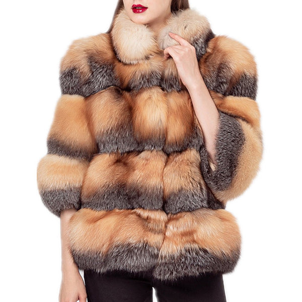 LVCOMEFF natural gold fox fur coat free shipping 210733