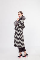 LVCOMEFF long wool coat with silver fox fur collar free shipping  210736