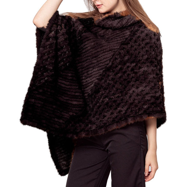 LVCOMEFF natural knitted mink fur poncho pullover  210719