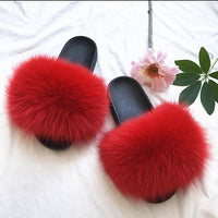 real  fox fur summer sandals slippers slides furry handmade free shipping - eileenhou rabbit fox mink raccoon chinchilla   lady real  fur coat jacket