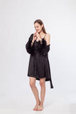 LVCOMEFF  natural ostrich feather nightgown robe 2 pieces set free shipping  210716