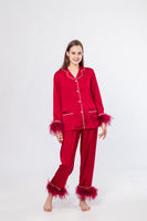 LVCOMEFF real ostrich fur pajamas set free shipping  210706-7